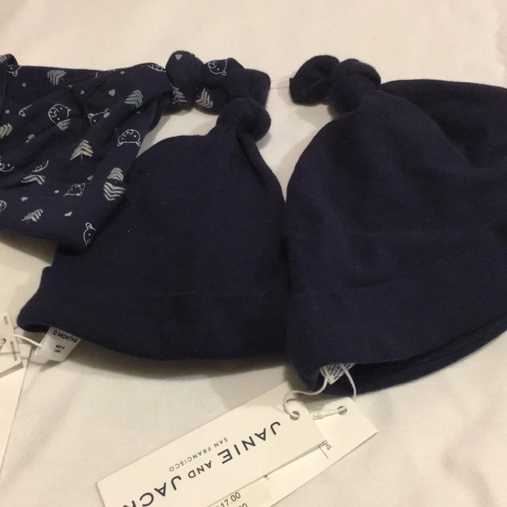 Janie and Jack set of 3 Beanie hats NEW NB-to 24Mo